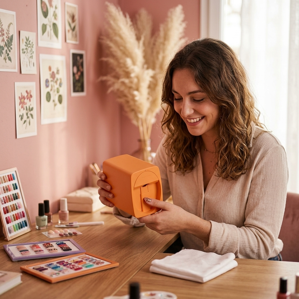Amandine, créatrice d'A.B Ongle, dans son atelier à Blois