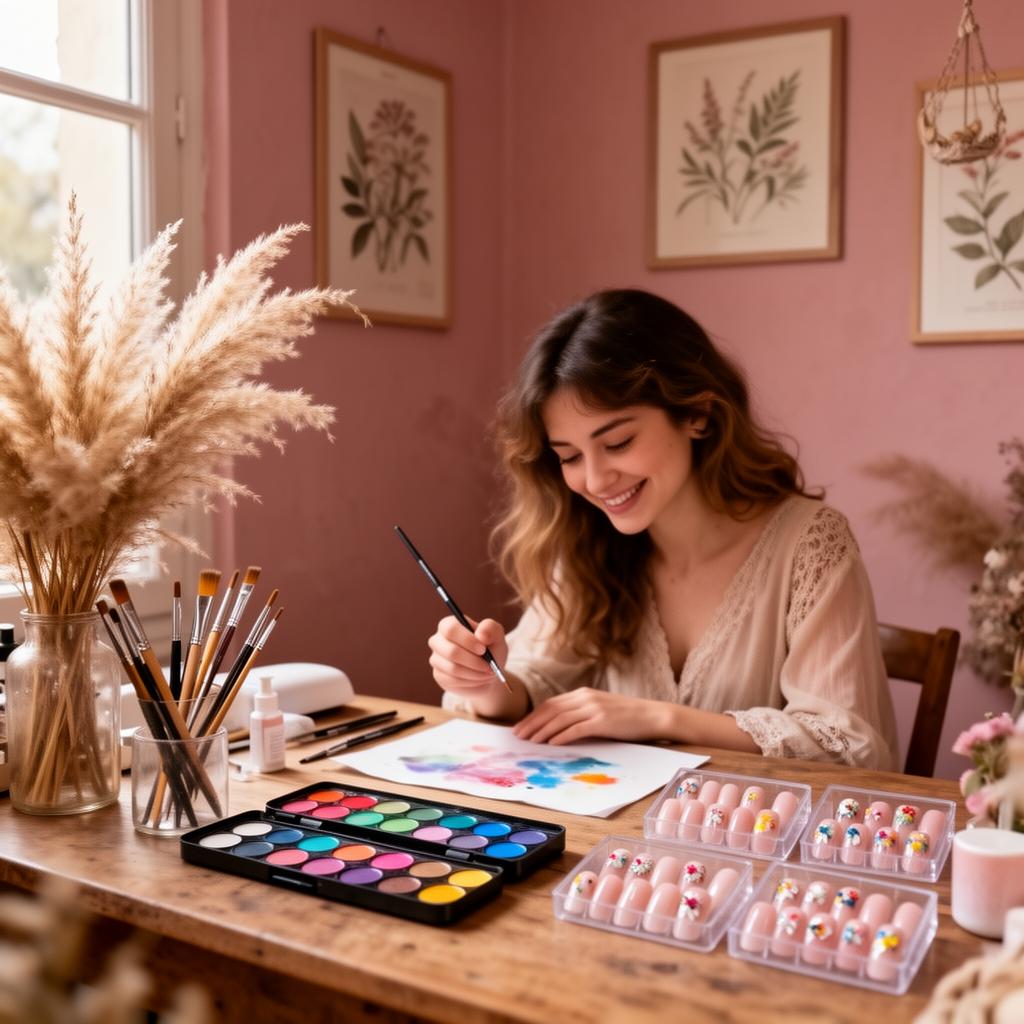 Amandine, créatrice d'A.B Ongle, dans son atelier à Blois